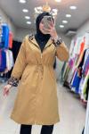 5555 KOL LEOPAR DETAYLI TRENÇ  Camel