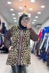 5565 LEOPAR PELUŞ CEKET Kahverengi