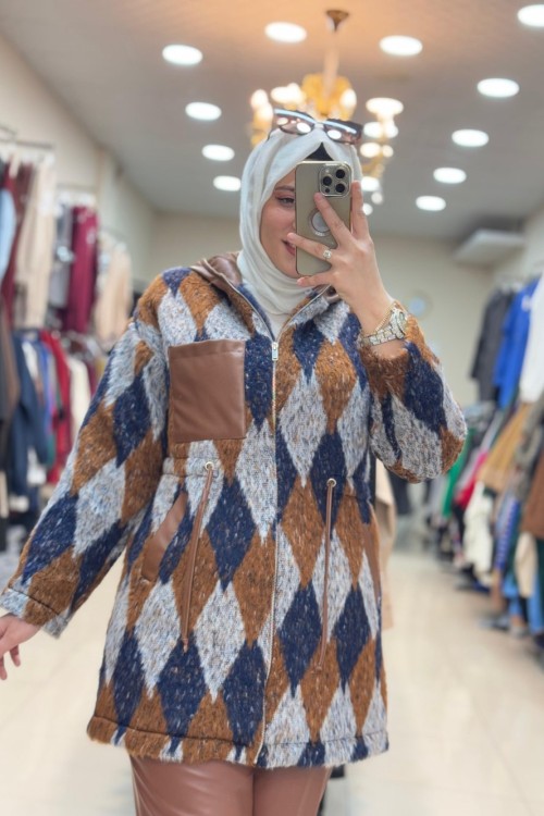 5570  ANGORA CEKET  Kahverengi