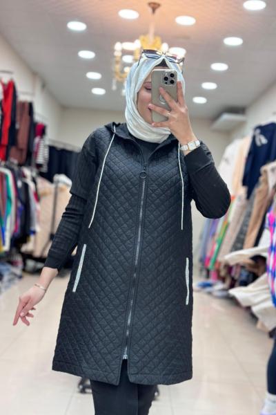 6513 NOŞ TAŞLI KAPİTONE YELEK Siyah