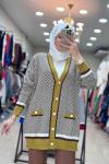 7009 V ÇİZGİLİ HIRKA  KAHVERENGİ-YEŞİL
