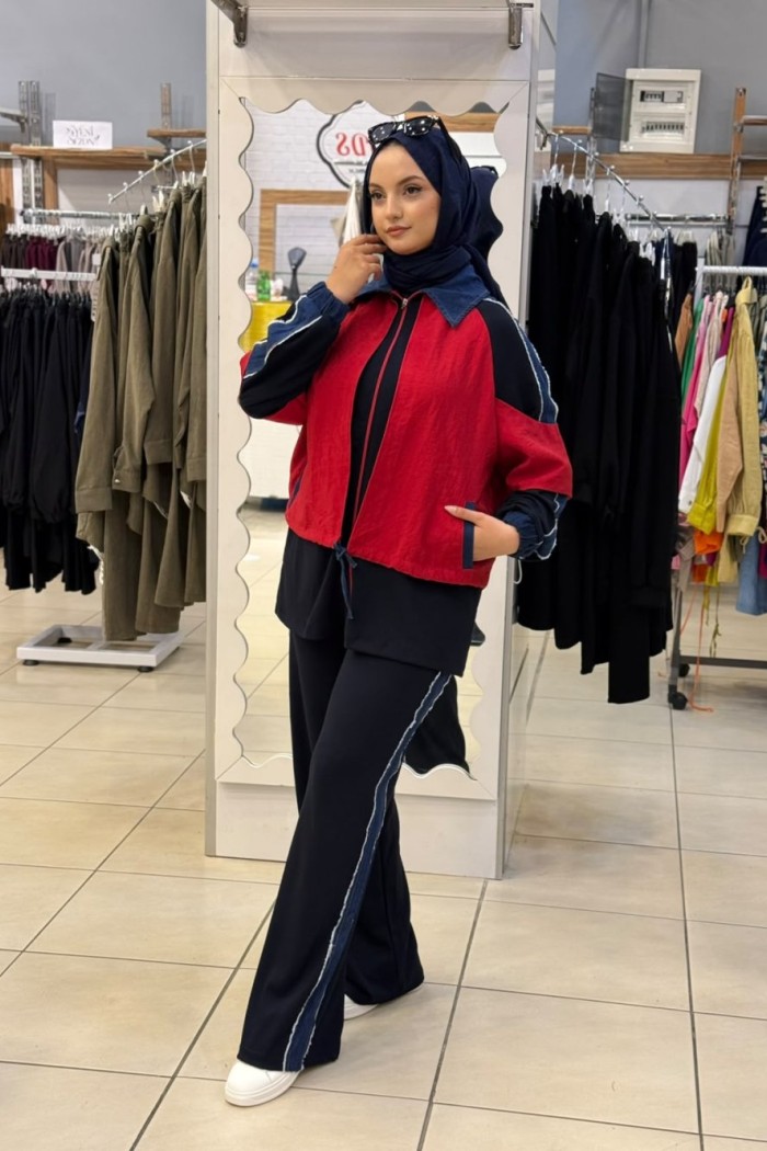 7015 Kot Ganili takım Kırmızı