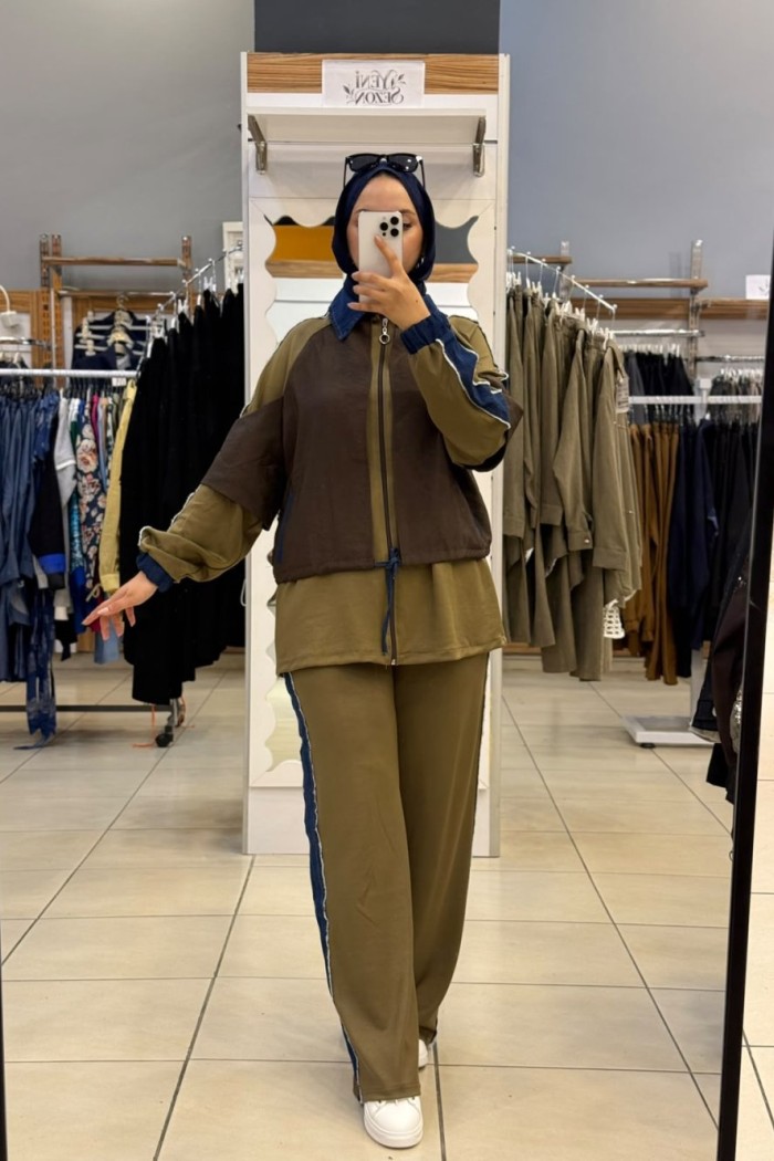 7015 Kot Ganili takım Haki