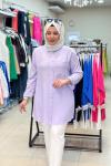 7261 CEBİ ÇİÇEK MOTİFLİ TENSEL GÖMLEK  Lila