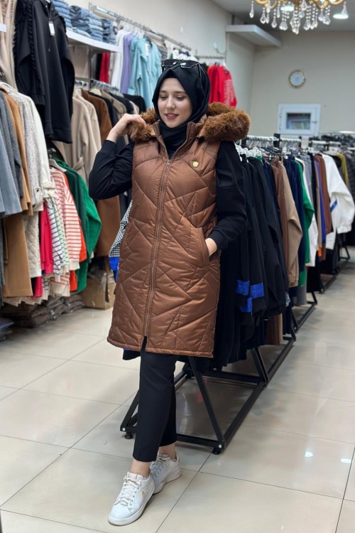 9017 Gaze Şişme Yelek Kahve  Kahverengi