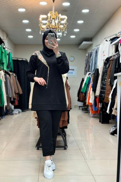 9617 Yılan Derili Takım Siyah  Siyah