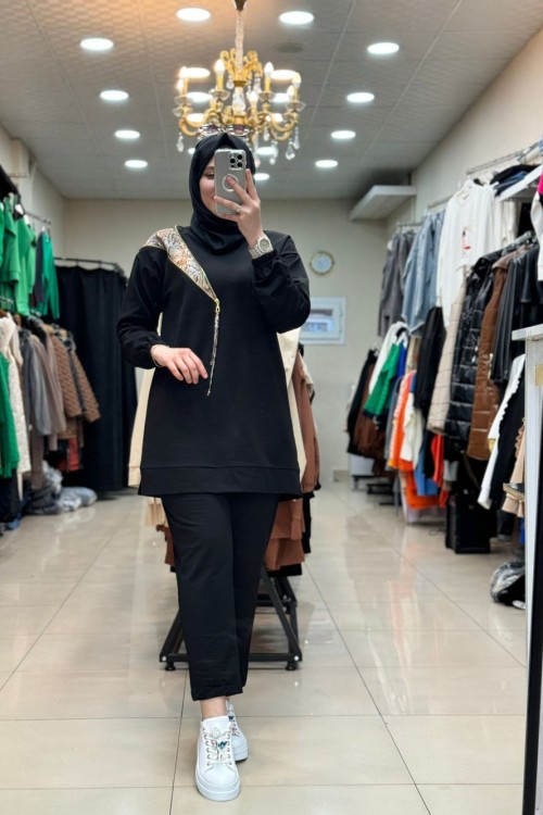 9617 Yılan Derili Takım Siyah  Siyah