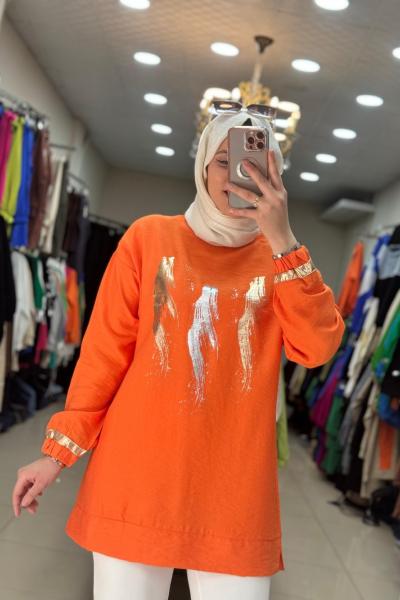 9625 Üç Yaldizli Tunik Turuncu Turuncu
