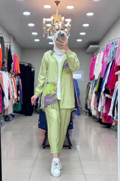 9648 Pamuklu Takım Fıstık Yeşili