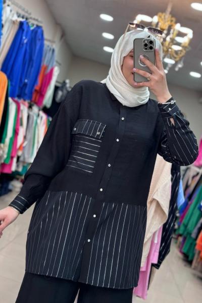 9656 ÇİZGİLİ TAKIM Siyah