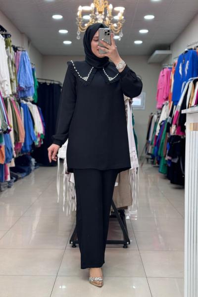 9658 ÖNLÜK YAKA TAKIM  Siyah