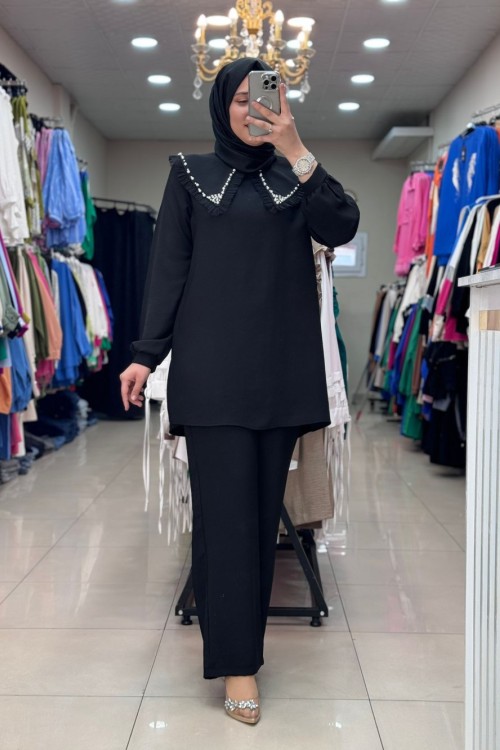 9658 ÖNLÜK YAKA TAKIM  Siyah