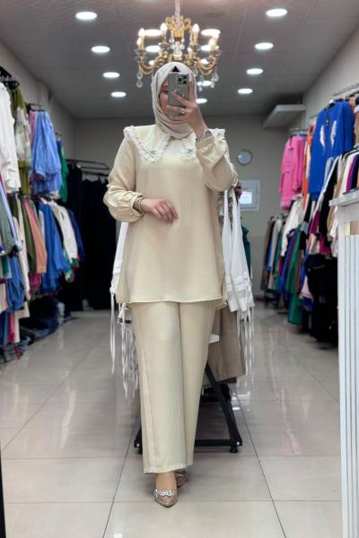 9658 ÖNLÜK YAKA TAKIM  Bej