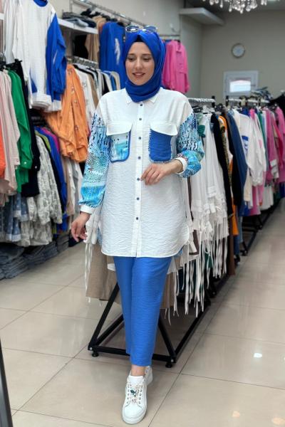 9660 KOL VE CEBİ DETAYLI TAKIM  Mavi