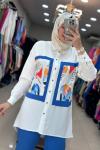9661 ÖNÜ DESENLİ TAKIM Mavi