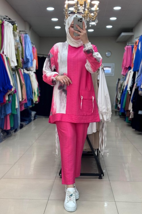 9662 SOL TARAFI DESENLİ TAKIM Fuşya