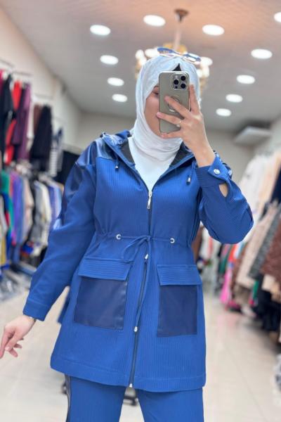 9677 DERİ FİTİLLİ TAKIM  Mavi