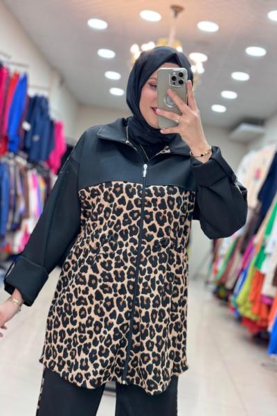9692 KOLU SİMLİ LEOPAR TAKIM  Siyah