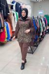 9692 KOLU SİMLİ LEOPAR TAKIM  Kahverengi