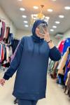 9697 KOLLARI PUL İŞLEMELİ SCUBA TAKIM  Lacivert