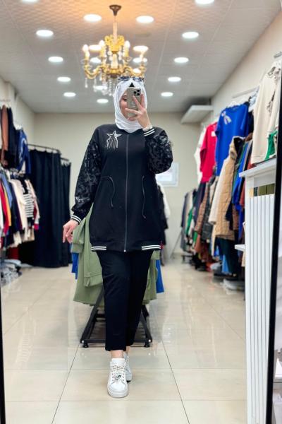 9699 YILDIZ BROŞLU  TAKIM  Siyah