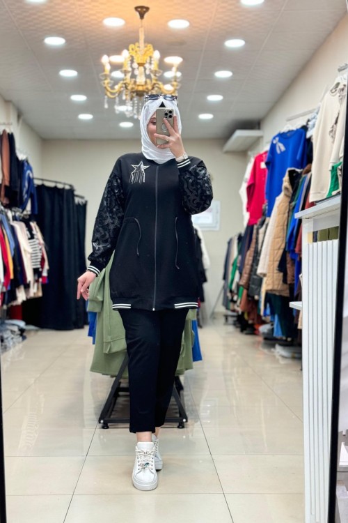 9699 YILDIZ BROŞLU  TAKIM  Siyah