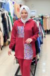9703 ÖNÜ RENKLİ KARE DESENLİ TAKIM Bordo