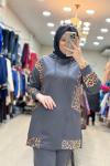 9707 LEOPAR PUL İŞLEMELİ TAKIM Antrasit