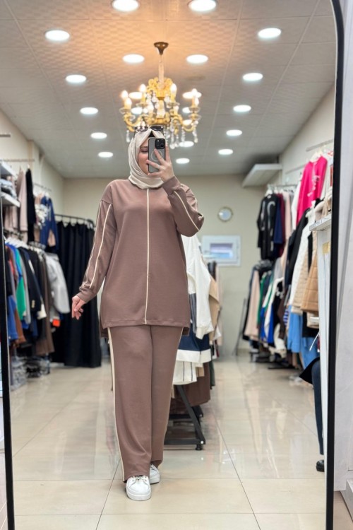 9714 KOL BİYELİ TAKIM  Kahverengi