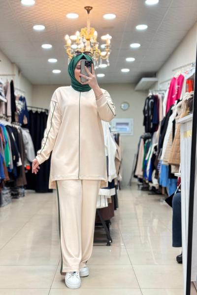 9714 KOL BİYELİ TAKIM  Bej