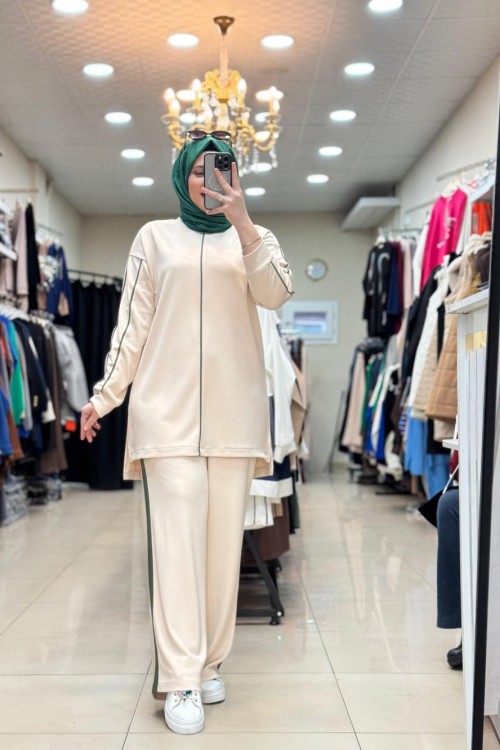 9714 KOL BİYELİ TAKIM  Bej