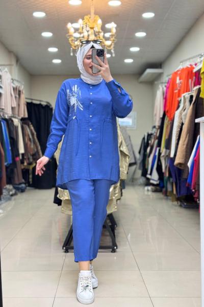 9720 BELDEN BÜZMELİ TAKIM Mavi