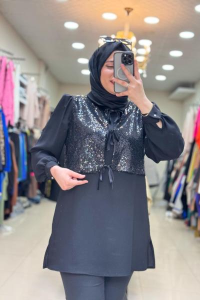 9729 LALE PAYET GÖMLEK Siyah