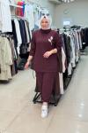 9773 ÇİÇEK BROŞLU TAKIM Bordo
