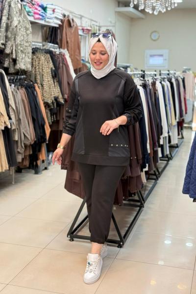 9825 PARAŞÜT DETAYLI TAKIM Siyah