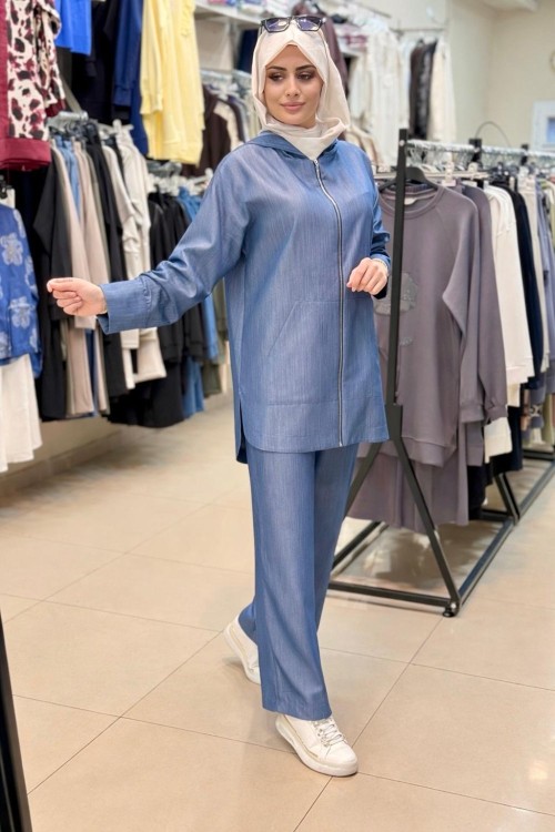 9842 Tensel Takım KOT MAVİ