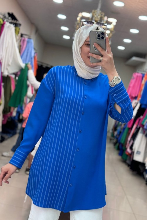 ADİN GÖMLEK Saks Mavisi