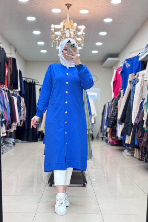 AKAY DÜĞMELİ KAP Saks Mavisi