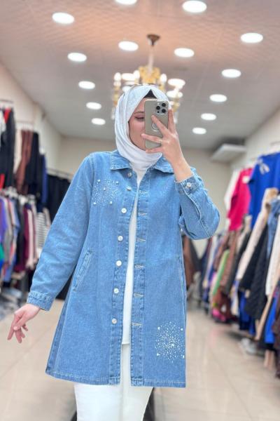 AKAY TAŞLI KOT CEKET KOT MAVİ