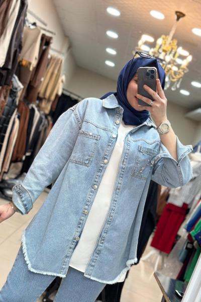 Ayşe Akay Kot Ceket-Gömlek Mavi