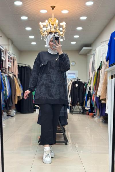 BASKI CEPLİ TAKIM Siyah