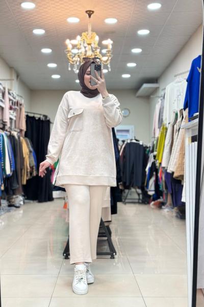 BASKI CEPLİ TAKIM Taş Rengi