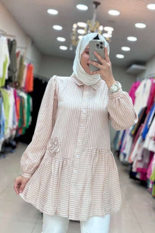 Bella Güllü Tunik Vizon