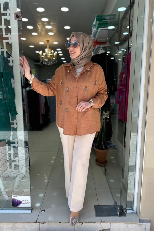 Bol Paça Pantalon Taş Rengi