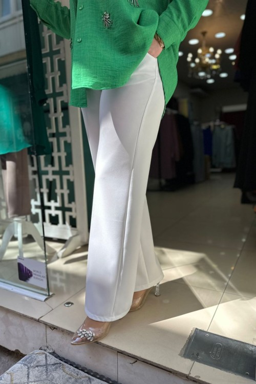 Bol Paça Pantalon Beyaz