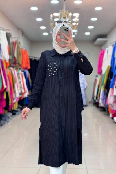 Bürümcük Uzun Tunik Siyah