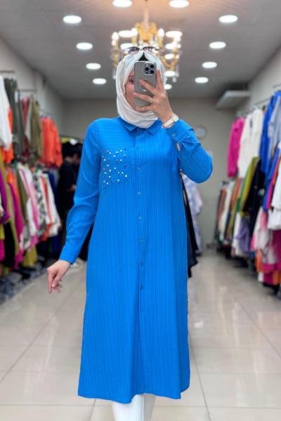 Bürümcük Uzun Tunik Mavi