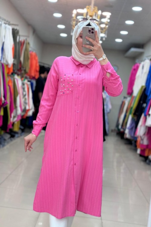 Bürümcük Uzun Tunik Pembe