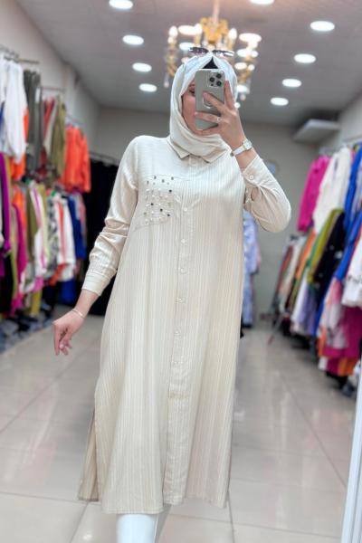 Bürümcük Uzun Tunik Taş Rengi