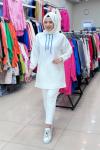 CEBİ DAMLA TAŞLI TUNİK  Ekru